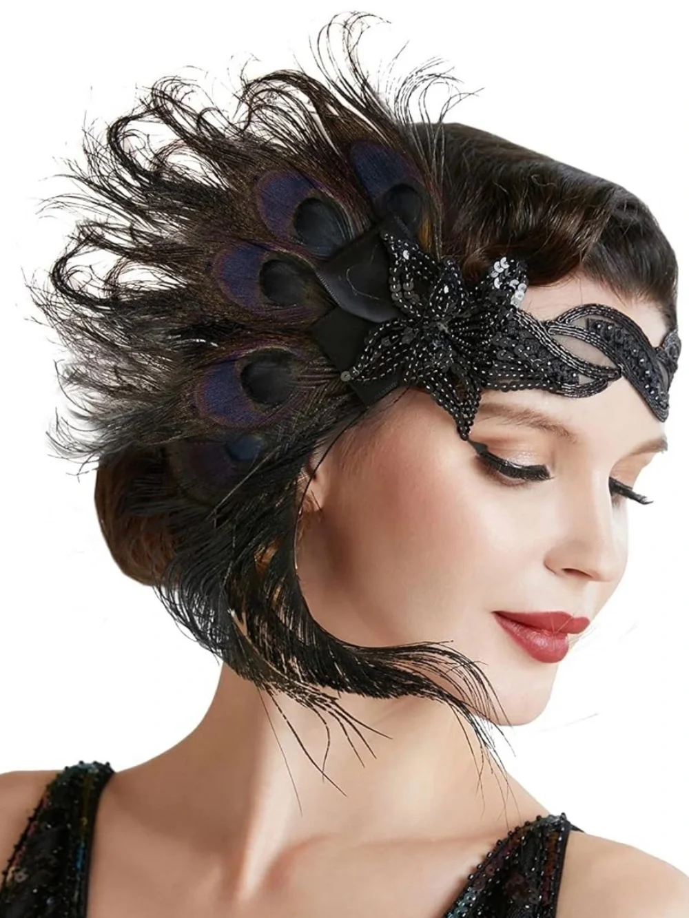 1920s Flapper Peacock Feather Headband – Gatsby Art Deco Headpiece 🦚💃✨